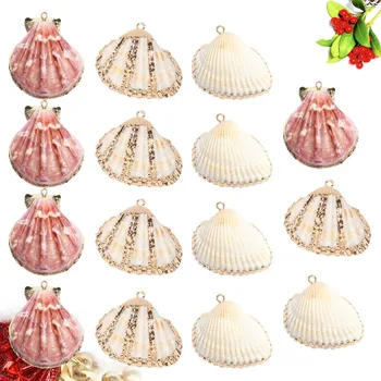 

15PCS Sea Shell DIY Pendant Gilded Edge DIY Shell Decor Creative DIY Jewelry Accessories for DIY Jewelry Making Use (Assorted Co
