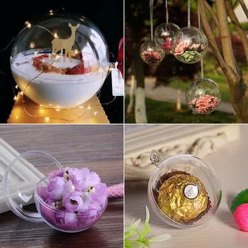 

New 1Pc Wedding Christmas Tress Hanging Decorations Ball Transparent Open Plastic Clear Ornament Kids Diy Party Supplies 8Cm