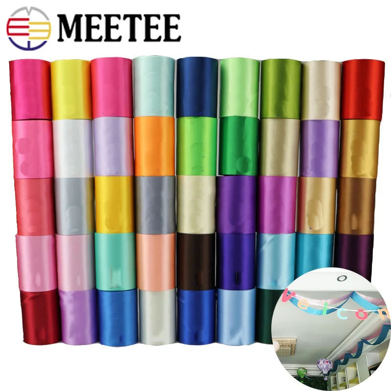 Meetee 1 шт. = 20 м 10 см полиэфирные ленты двойное лицо сплошной цвет свадебная атласная лента DIY магазин Свадьба Рождество Декор материалы