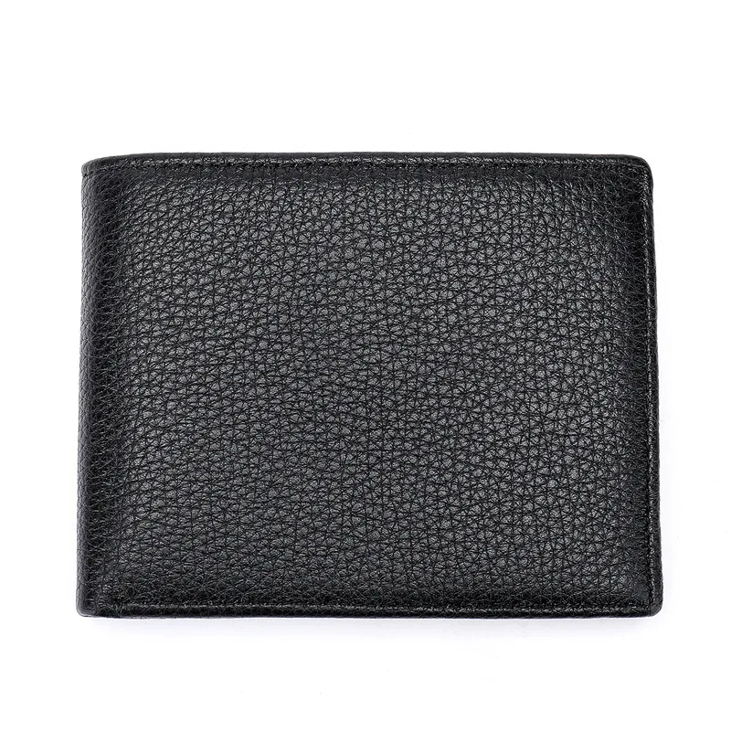 Black Cow Leather Men Short Wallet Casual Genuine Leather Male Wallet Purse Standard Card Holders Wallets For Men Coin Bag ASBD002 - Цвет: Black