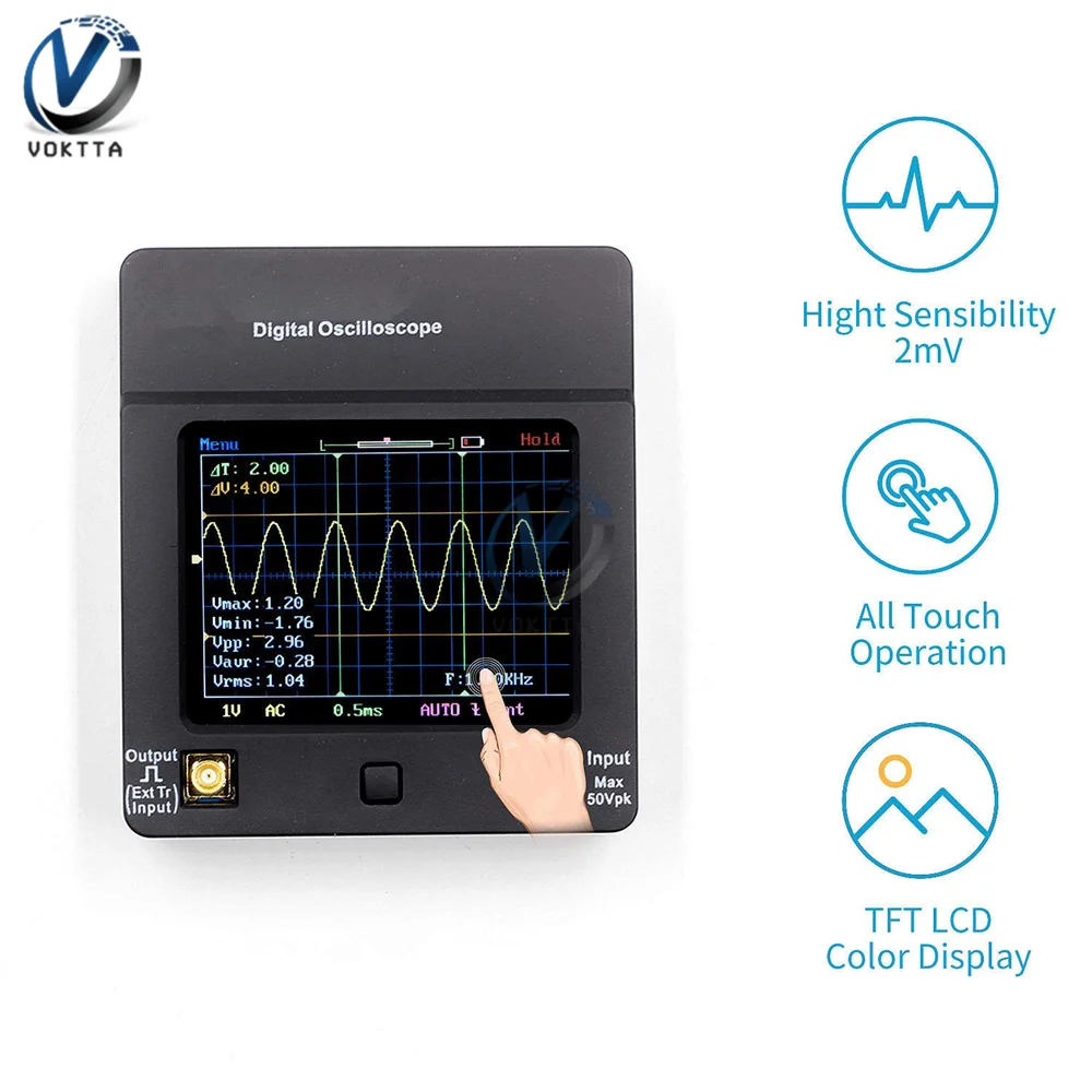 TFT Oscilloscope Digital Wave Display Touch Screen Portatil USB