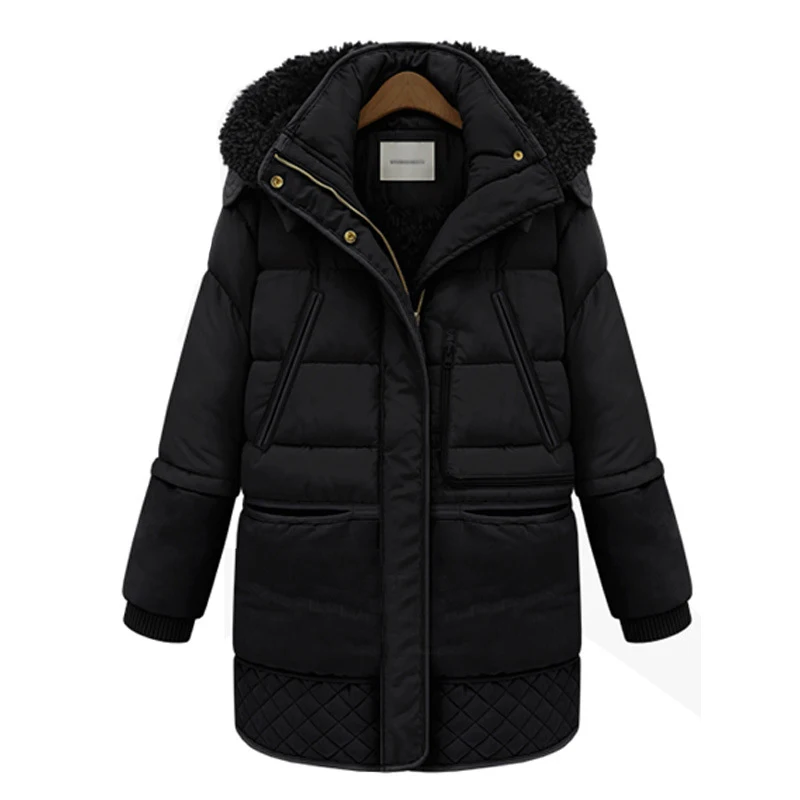 LUZUZI зимний женский пуховик, хлопковое пальто, плотное длинное тонкое пальто с капюшоном Parker, Женская куртка, теплая куртка, шерстяная одежда