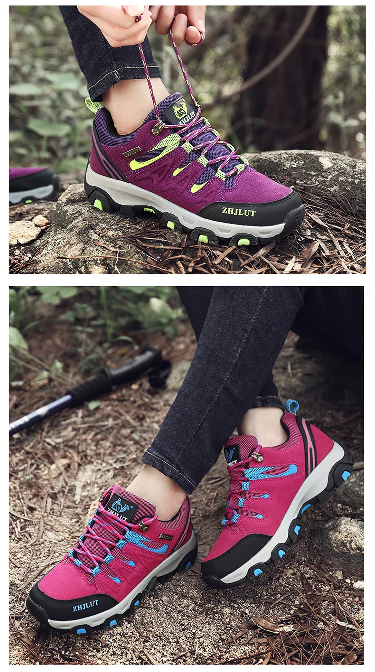 Женские и мужские ботинки для пешего туризма, дышащая пара, брендовая уличная походная спортивная обувь, Мужская крутая походная горная Мужская альпинистская спортивная обувь