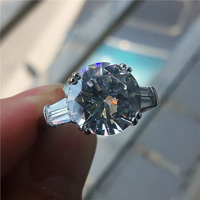 Choucong Solitaire кольцо с круглой огранкой 5ct AAAAA cz 925 пробы Серебряное обручальное кольцо кольца для мужчин и женщин ювелирные изделия