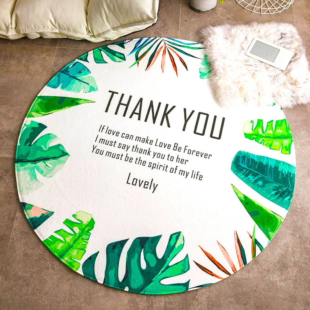 

Round Carpets Living Room Tropical Printed Bedroom Chair Rugs Toilet Bath Decorate Non-slip Door Mat Printed Parlor Bedroom