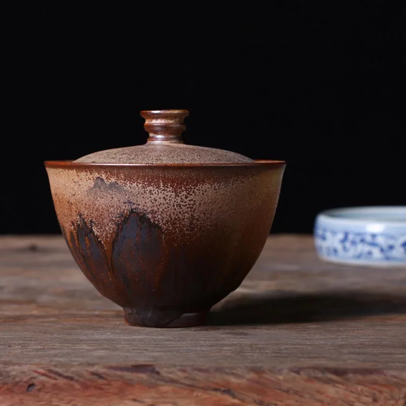 130 мл Цзиндэчжэнь ручной работы Грубая керамика Gaiwan расписанный вручную керамический Tureen чайная чашка винтажный чайный набор кунг-фу чайные пиалы чайники