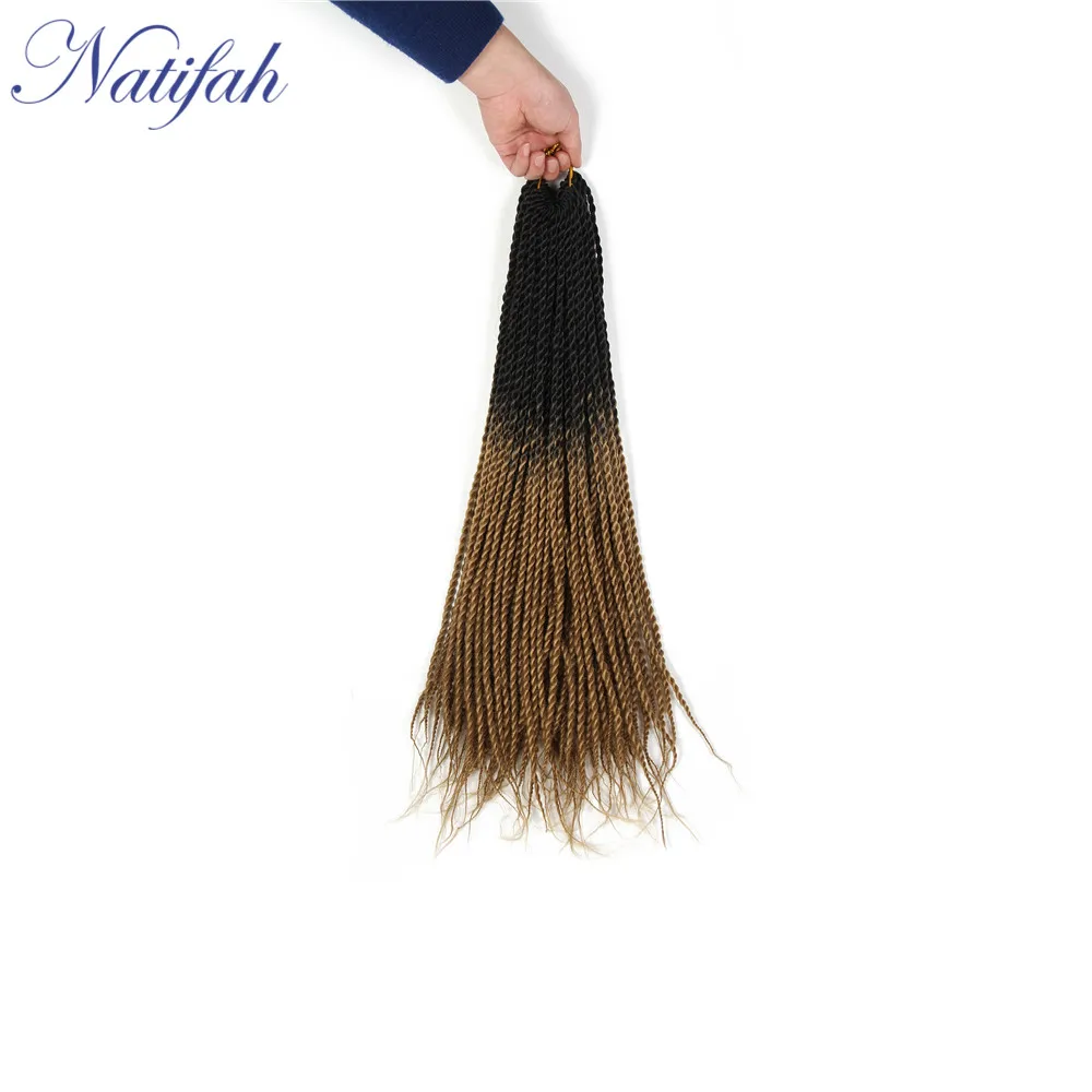 Natifah Ombre Сенегальские скрученные волосы коробка косички вязанные волосы 24 дюйма синтетические плетеные волосы для наращивания 20 корней/упаковка 11 видов цветов - Цвет: T1B/30