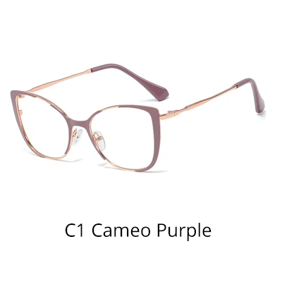 C1 Cameo Purple Ralferty модные декоративные очки кошачий глаз женские прозрачные оправы для очков розовая металлическая оптическая оправа без диоптрий F95547 - Цвет оправы: C1 Cameo Purple