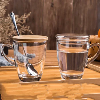 

Coffee Glass Mug Cup European Bardak Milk Caf Gift Lid Tasse Big Tumblers Tea Stars Cups Double Glass Caneca Eco Friendly QZJ009