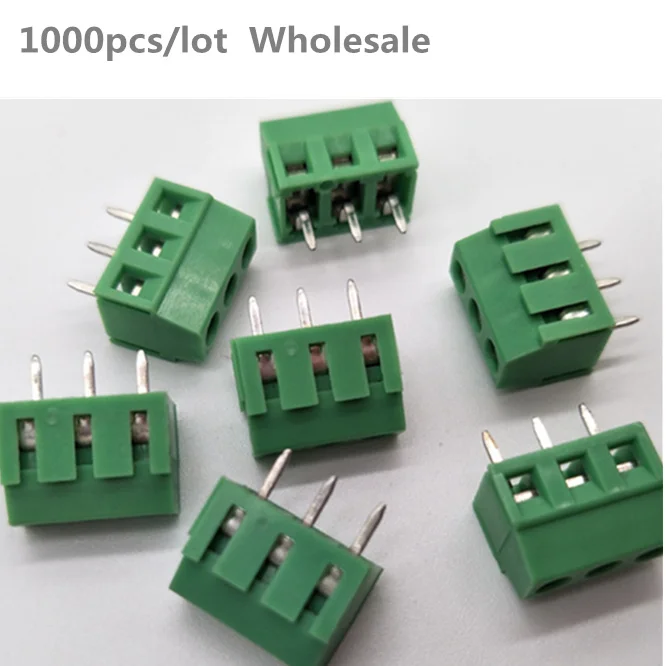 

1000PCS Wholesale EX381V spacing 3.81/3.5mm Screw 2Pin 3Pin PCB Screw Terminal Block Connector Copper square Terminals