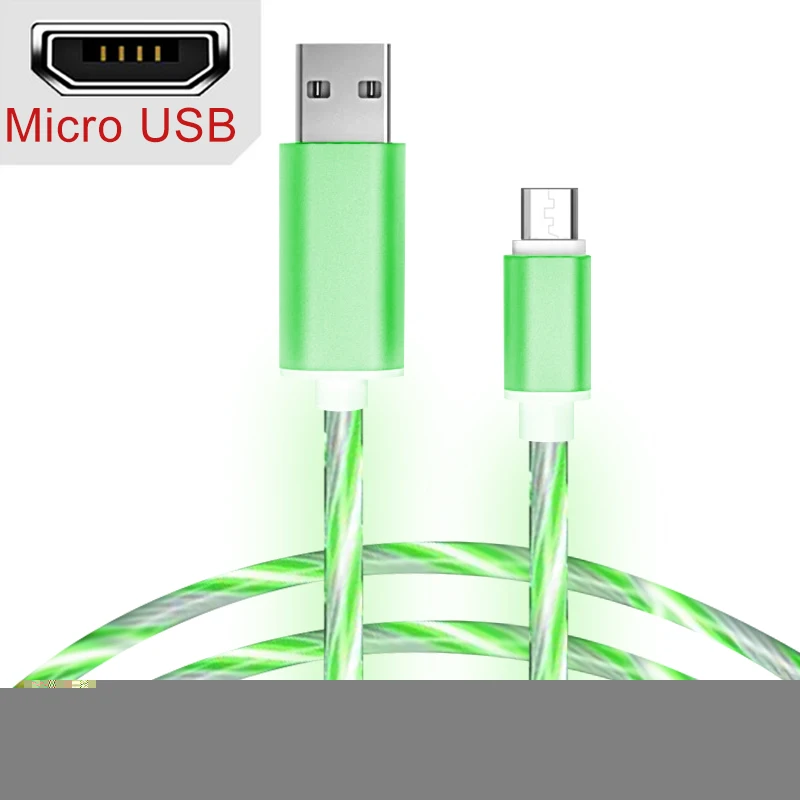 1 м 2A usb type C Micor кабель для samsung для Xiaomi Redmi Note 7 8 Pro провод для быстрого заряда Шнур зарядное устройство мобильный телефон кабель usbc - Цвет: Micro USB Green