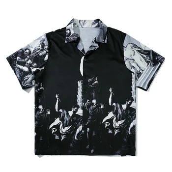 

Men HipHop Rome Oils Print Hawaiian Beach Shirts Streetwear 2020 Summer Short Sleeve Blouse Harajuku Unisex Oversize Shirts Tops