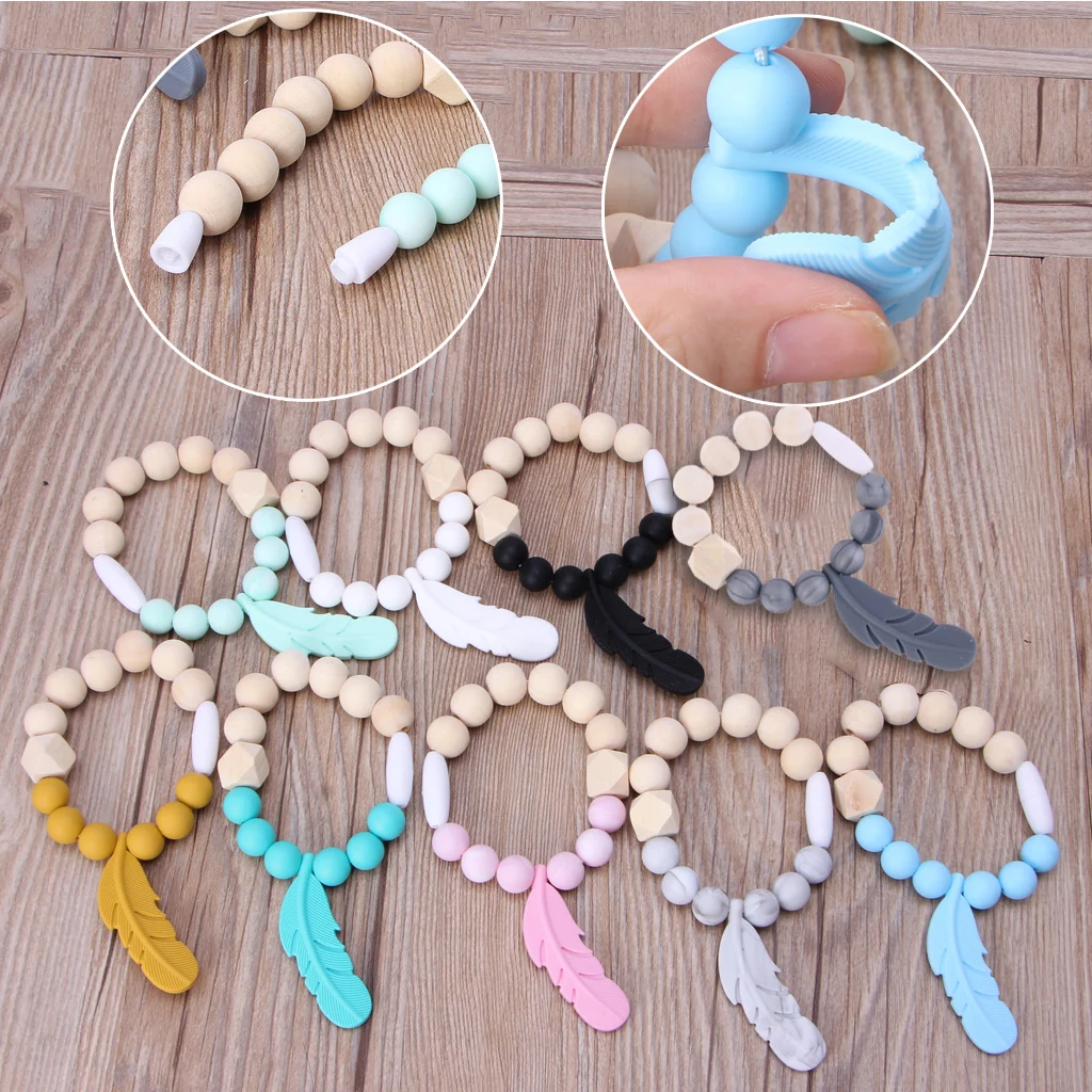 wood and silicone teether