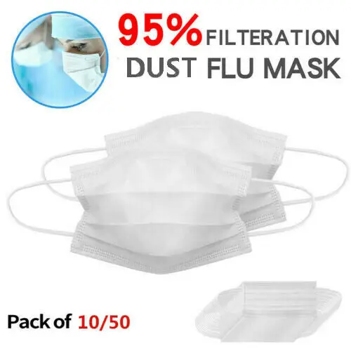 

50Pcs 3 Layer Sergical Med ical Mask anti-virus Earloop Mask Anti-Dust koronavirus koronavirus white