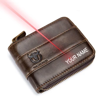 

Free Engraving Your Name Male RFID leather Men Wallet Cowhide Coin Purse Slim Designer Brand Wallet Billetera para hombres