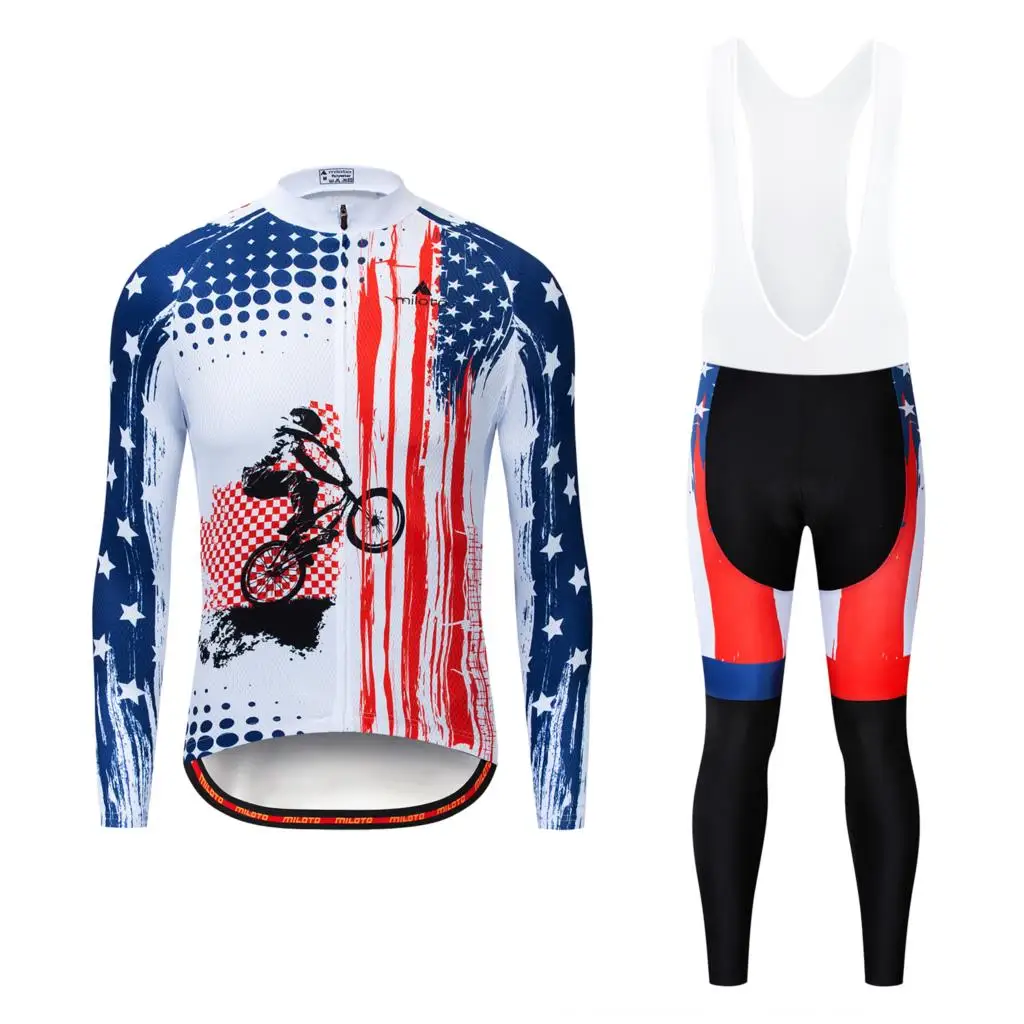Модель года, одежда для велоспорта с длинным рукавом Ropa Ciclismo Invierno, комплекты из джерси и штанов, Зимняя Теплая Флисовая одежда для горного велосипеда, одежда для велоспорта - Цвет: 14