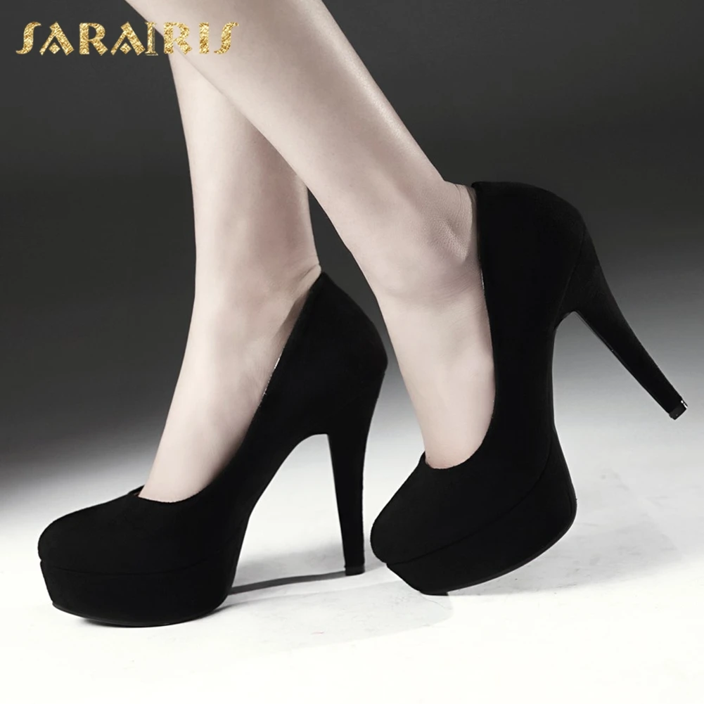

Sarairis Fashion New Design Flock Dropship Platform High Heels Shoes Woman Pumps Female Slip-On Party Wedding Pumps Women Shoes