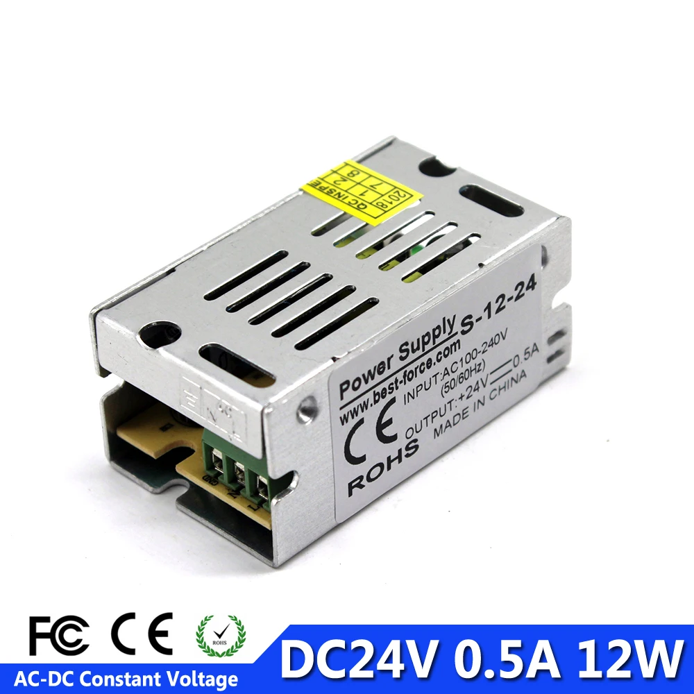 Singel импульсный переключатель источника питания DC24V 0.5A 12 Вт светодиодный