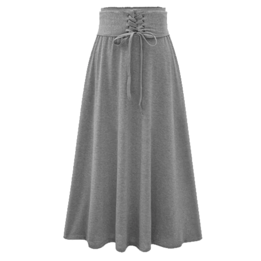 Горячая мода Женская высокая талия однотонная плиссированная длина эластичная юбка Акции Леди Черный Красный вечерние повседневные юбки
