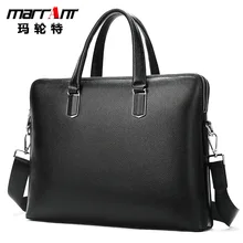 Men's Real-Leather Handbag Business Trip Briefcase First Layer Cowhide 15-Inch Computer Briefcase