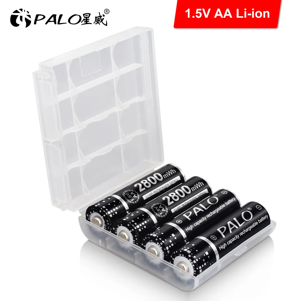 PALO 1.5V AA Battery Rechargeable 2800mWh 1.5V AA Li-ion lithium Battery aa batteries for Remote Control flashlight with Charger