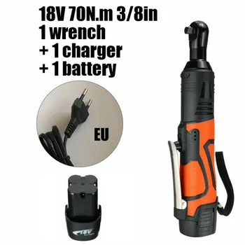 

18V 70N.m 3/8in Cordless Electric Ratchet Wrench Tool With Battery & Charger Kit 230RPM UK US EU AU 11.8x2in Wrench