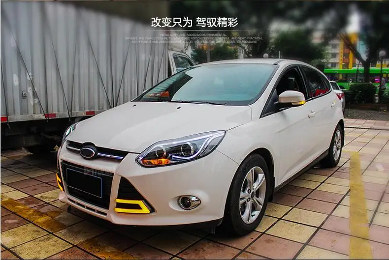 Hireno налобный фонарь для 2012- Ford Focus фара в сборе светодиодный DRL ангел объектив двойной луч HID Xenon 2 шт