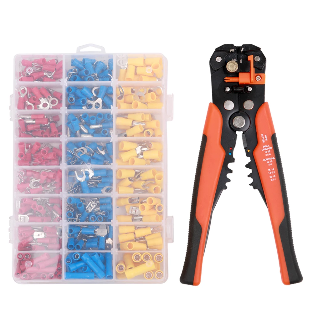 

Electrical Wire Crimp Connector Terminal Crimping Tool Kit with 5-in-1 Automatic Wire Stripper Crimper and 400pcs Connectors