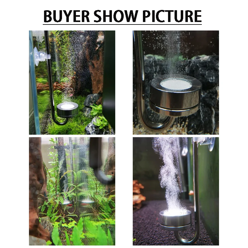 Aquarium CO2 diffuser stainless steel atomizer, ceramic disc CO2 atomizer for CO2 regulator generator, growth of aquatic plants 6