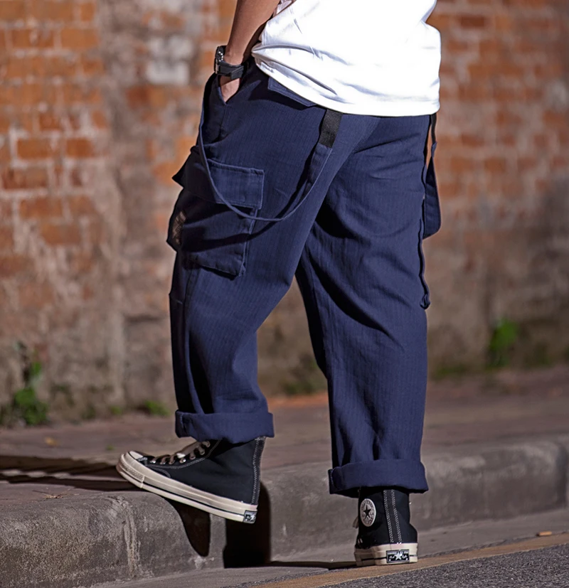 Suspenders Trousers Mens Streetwear 