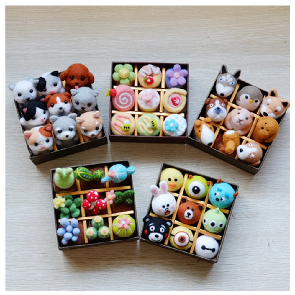 Various dolls set wool needlepoint kit wool felt needle felting gift box craft needlecraft DIY handmade