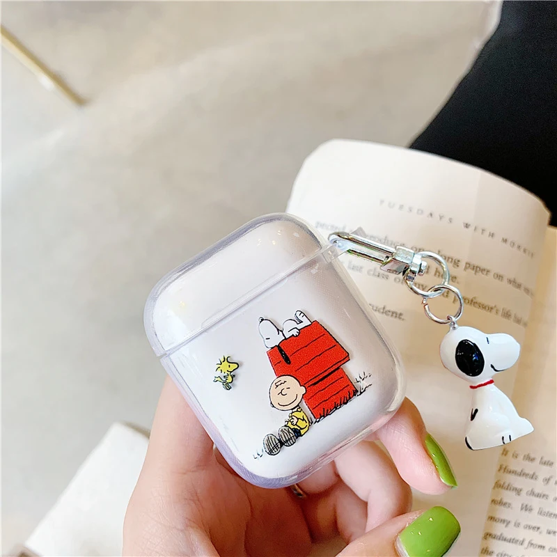 Чехол из ТПУ с брелоком для Airpods1, 2 чехол для наушников с изображением собаки-арахиса Шарли для Apple AirPods, беспроводная bluetooth-гарнитура# F0 - Цвет: G and Keychain