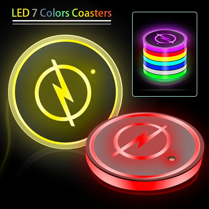 

2pcs USB Auto Led Cup Lamp Pad Car Logo Light Mat for VWs Volkswagens BMWs M Audis S-lines Benzs AMGs Fords Toyotas Hyundais KIA