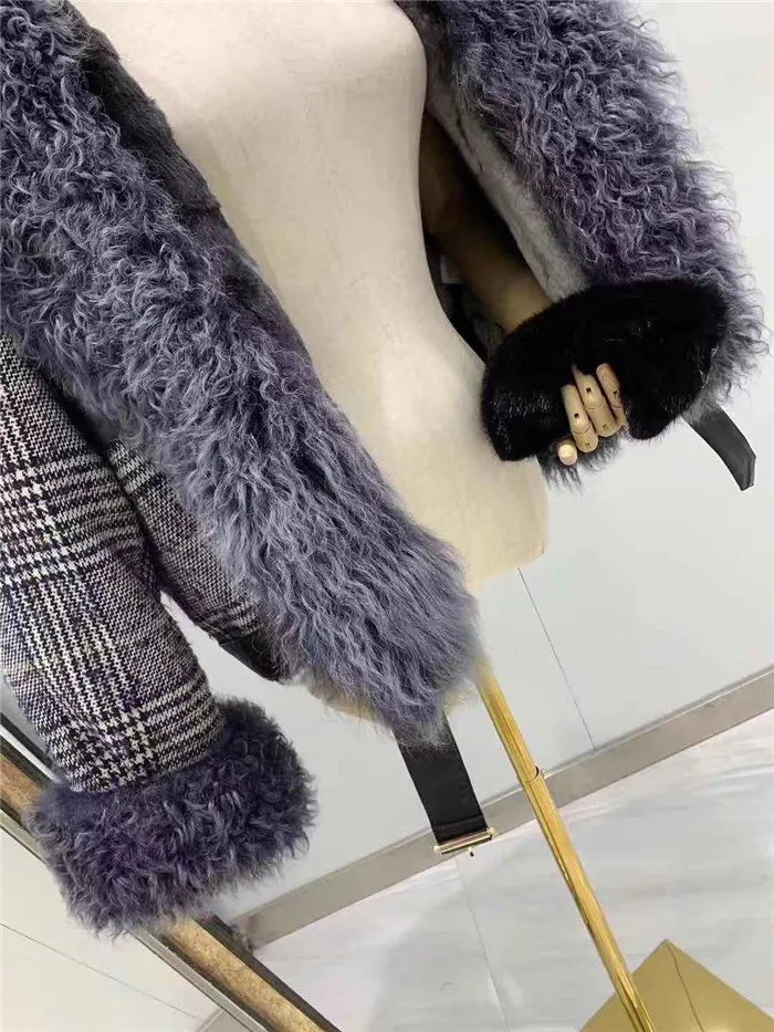 Парки mujer женская зимняя натуральная подкладка из кроличьего меха Рекс твид пальто из натуральной шерсти меховой воротник парка Теплая Куртка
