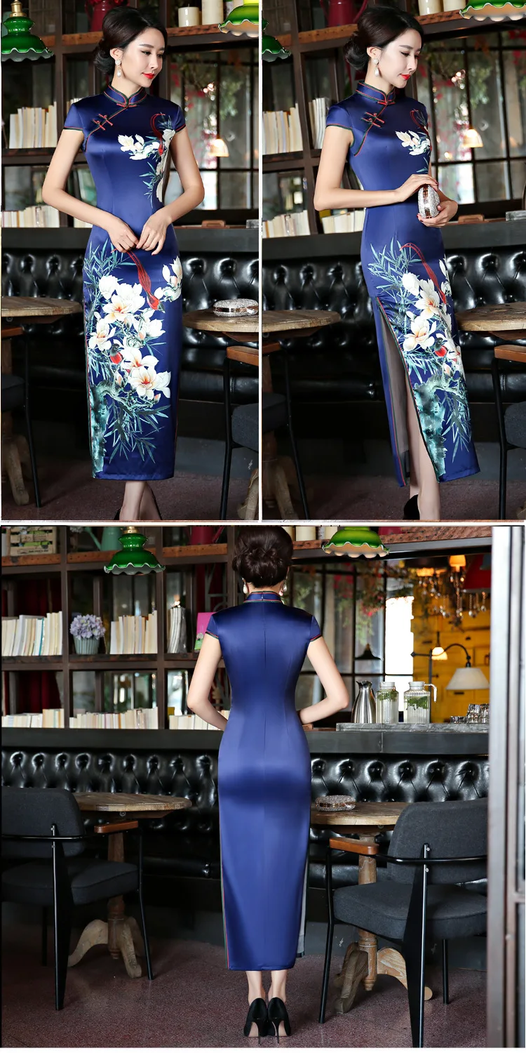 Plus Size 5XL traditional new catwalk show retro stand collar long cheongsam fashion slim high open ceremonial china long Qipao