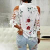 Women Sexy Printed Shirts Blouses Elegant Short Sleeve Lace V-Neck Summer Female Strapless Blouse Tops 5