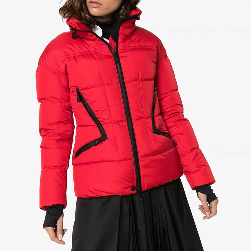 

2019 new women Down jacket Ski series Women's short High collar waist Down jacket coat Three colors optional