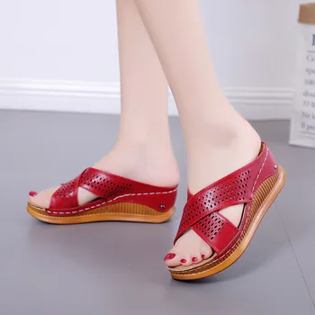 

Summer Slippers Women Platform Wedges High Heels Mules Sandals New Thick Platform Ladies Slippers Casual Comfort Morther Slipper