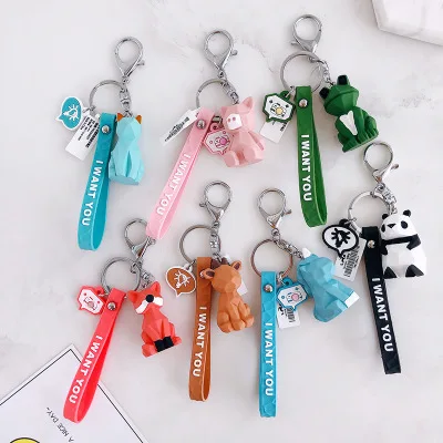 

Kawaii Keychain Unicorn Panda Cat Koala Geometric Animal PVC Keychain 10 Styles Fashion Decor For Bag Phone Gift