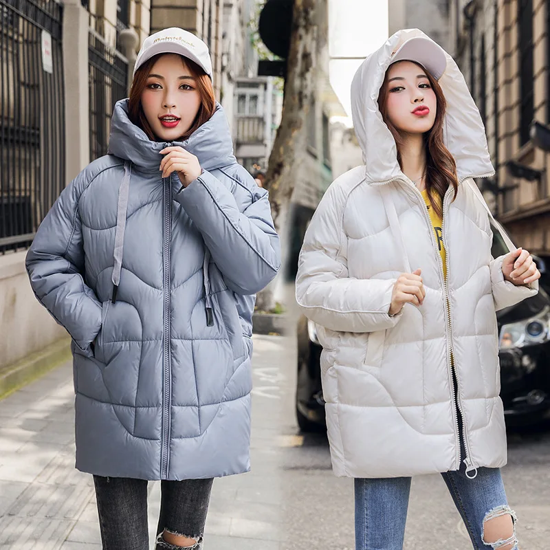 

Winter New Style Korean-style Fashion down Jacket Cotton-padded Clothes Mid-length Loose Version of Cotton-padded Clothes Women'