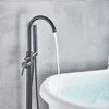 Uythner Freestanding Bathtub Faucet Set Floor Standing Bath Mixer Tap Dual Handle Black Bathtub Tap For Bathroom Faucets 4