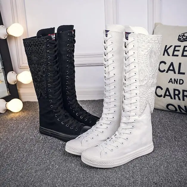 

Girls skateboarding high top flat shoes ladies laces canvas boots student dancing shoes sneakers women fashion skateboard shoes casual zipper sneakers