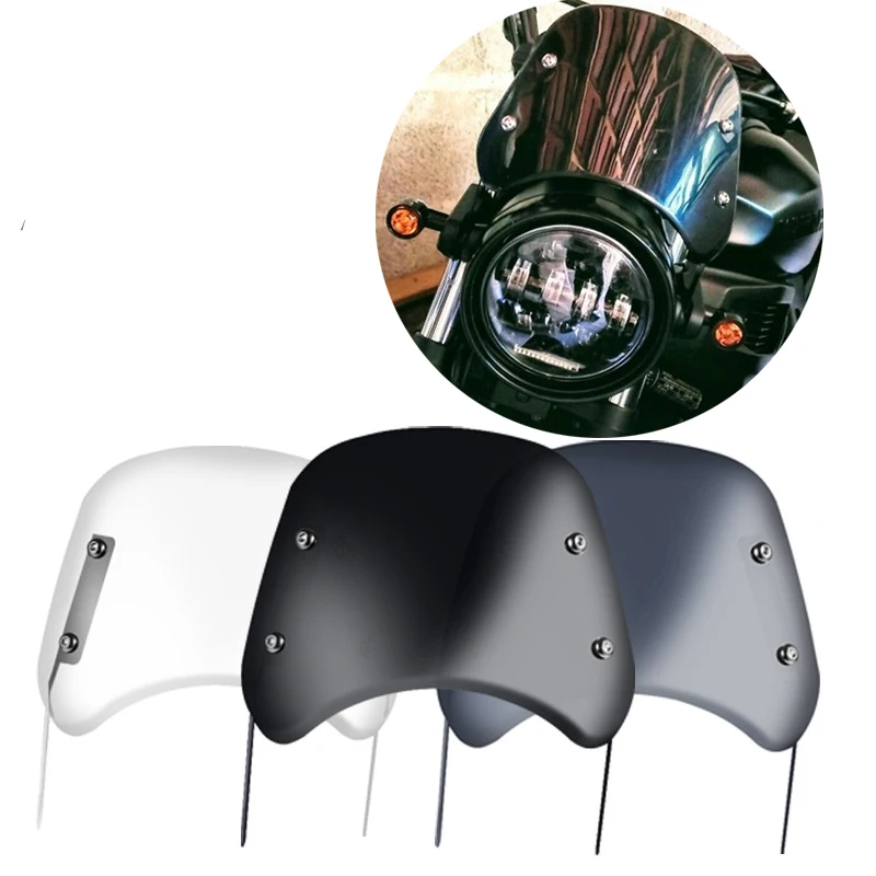 Cafe Racer Windshield Compact Sport Wind Deflector Visor Fits For Harley YAMAHA Suzuki Motorcycle 5-7 inch Headlight | Автомобили и