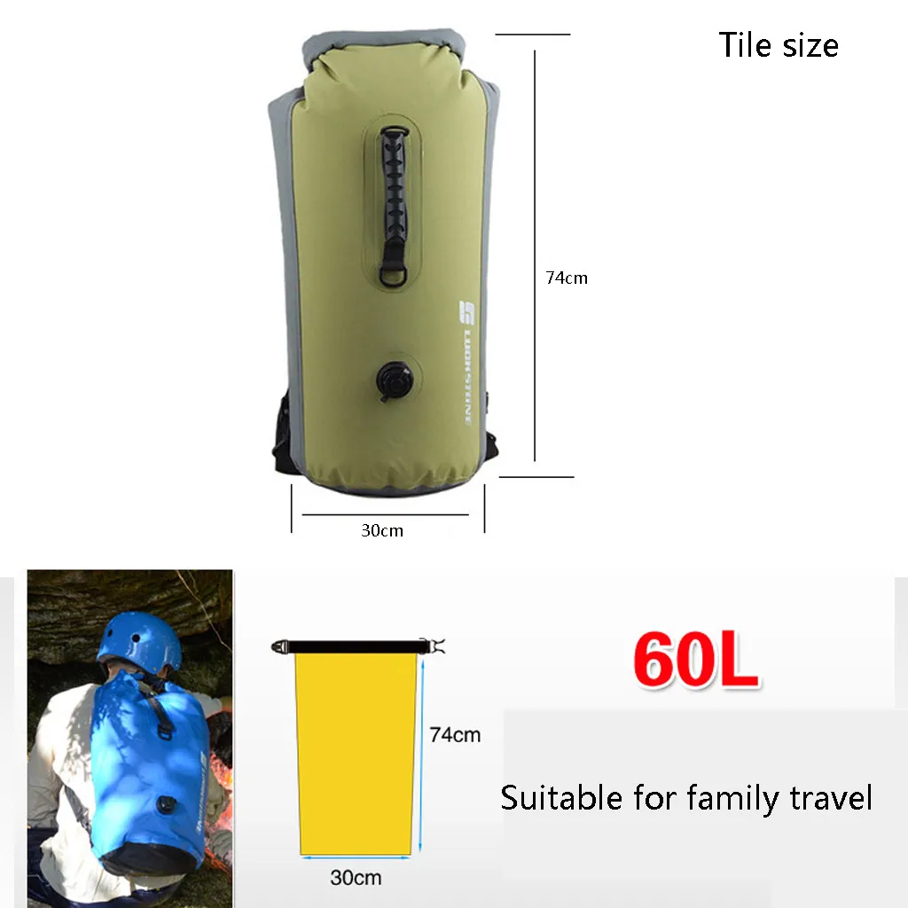 60L надувной Водонепроницаемый сухой мешок Рулон Топ сухой компрессионный мешок сохраняет снаряжение сухой треккинг плавающий водный серфинг сумки# g4