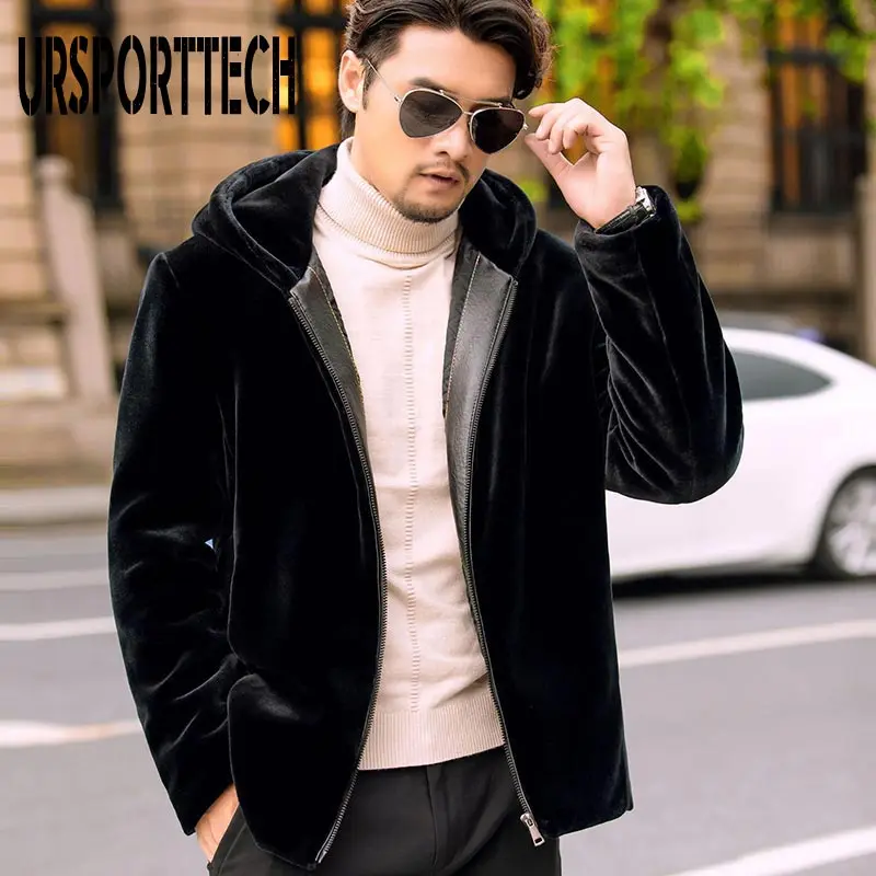 

Winter Men Faux Fur Coat Jacket Hodded Male Fashion Loose Warm Coat Male Streetwear Thicken Outwear Overcoat Oversize