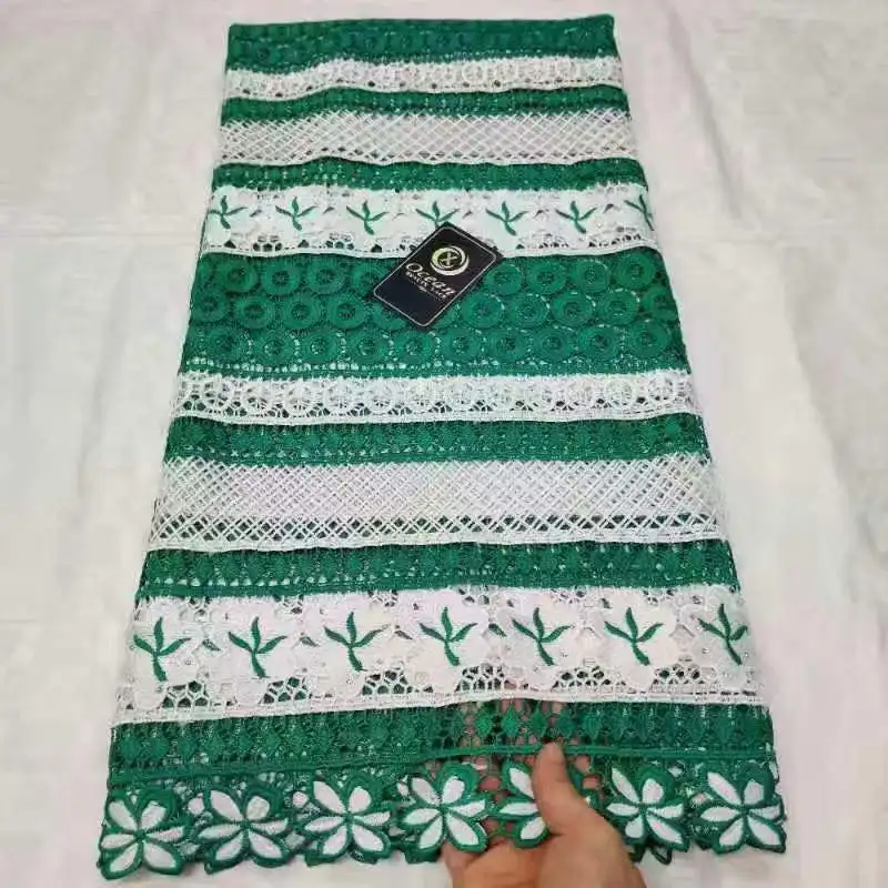 

2019 Latest African Guipure Lace Fabric High Quality Cord Lace Embroidery French Mesh Nigerian Lace Fabrics Material 5 yards