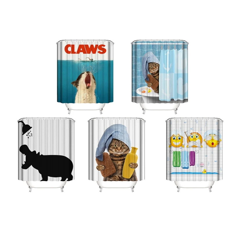 Ленивый кот животное водонепроницаемый ткань полиэстер занавески для душа с принтом занавески для ванной комнаты