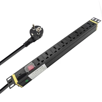 

19in PDU Cabinet Power Distribution Unit 8Bit Universal Socket Double Break Switch Overload Power Failure Protection Power Strip
