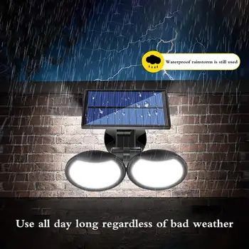 

LED Solar Light Outdoor Solar Lamp Two-Head Solar Lamp Powerful Motion Sensor Waterproof IP65 Rotary Light For Garden Garage