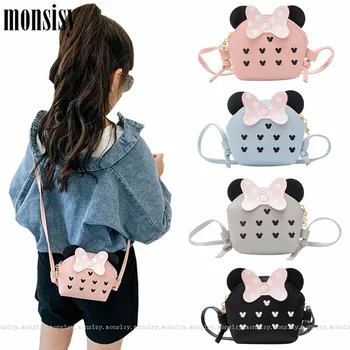

Monsisy New Kid Crossbody Bag Children Wallet Cute PU Mouse Bow Coin Purse and Handbag Kawaii Girl Money Small Change Pouch Bags